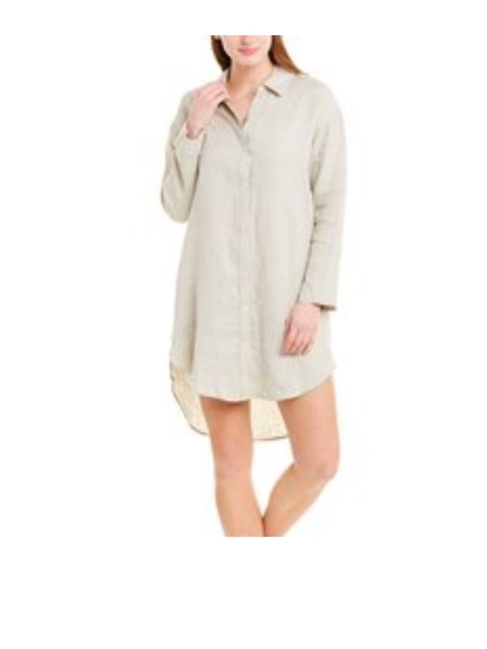 James Perse Lightweight Beige Linen Long Sleeve Shirt Dress Size 3 Large